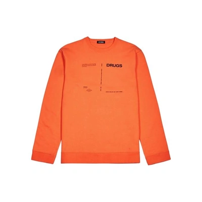 Shop Raf Simons Drugs Neon Orange Cotton Sweatshirt