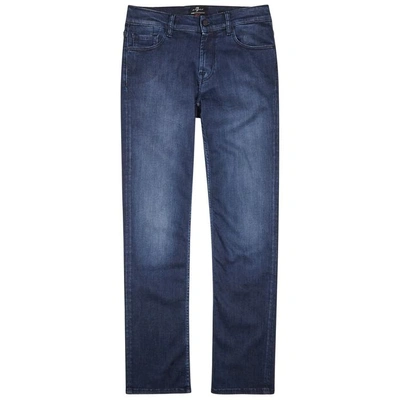 Shop 7 For All Mankind Standard Luxe Performance Stright-leg Jeans In Dark Blue