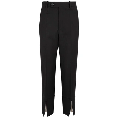 Shop Helmut Lang Front Slit Stretch-wool Trousers In Black