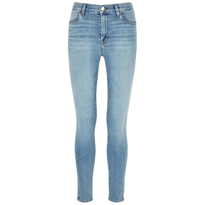 Shop J Brand Maria Blue High-rise Skinny Jeans In Light Blue