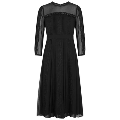 Shop Max Mara Guido Embellished Georgette Dress In Black