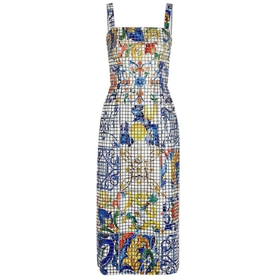 Shop Dolce & Gabbana Majolica Tile-print Dress In Multicoloured