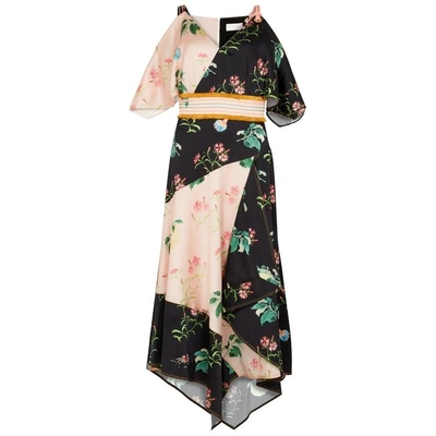 Shop Peter Pilotto Floral-print Silk Satin Midi Dress