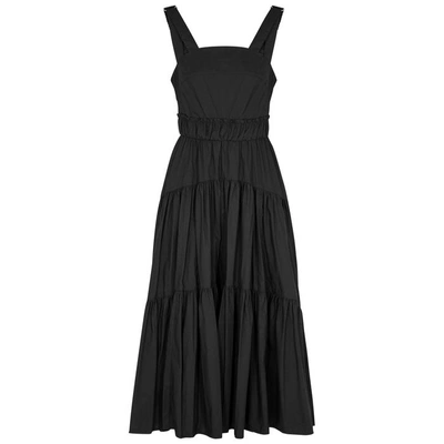 Shop Proenza Schouler Black Pleated Poplin Midi Dress