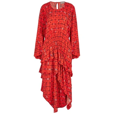Shop Preen Line Sinead Red Printed Midi Dress