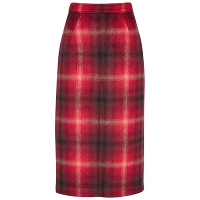 Shop N°21 Red Plaid Flannel Pencil Skirt