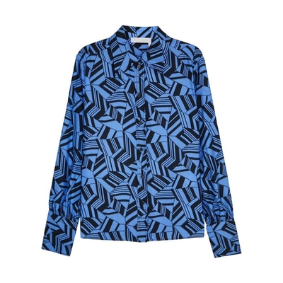 Shop Chloé Blue Printed Silk Shirt