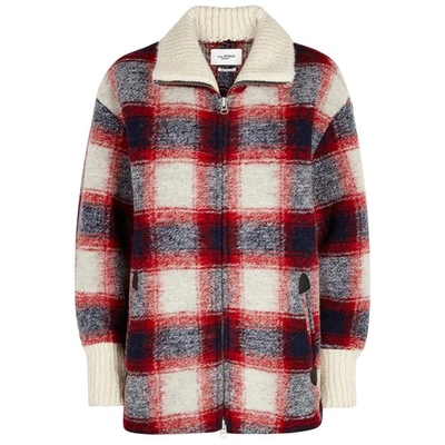 Shop Isabel Marant Étoile Gimo Plaid Wool-blend Jacket In Red