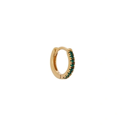 Shop Rosie Fortescue 18kt Gold-plated Single Hoop In Green