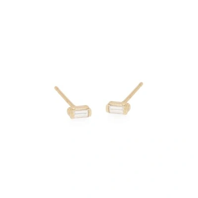 Shop Zoë Chicco Zoe Chicco 14ct Gold And Baguette Diamond Stud Earrings In Yellow