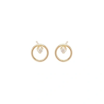 Shop Zoë Chicco 14ct Yellow Gold Small Diamond Circle Stud Earrings
