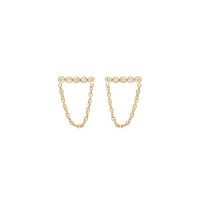 Shop Zoë Chicco 14ct Yellow Gold Diamond Bar Stud Earrings