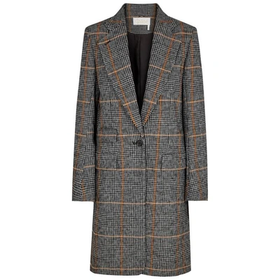 Shop Chloé Checked Tweed Coat In Multicoloured