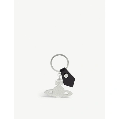 Shop Vivienne Westwood Black Silver Toned Orb Keyring