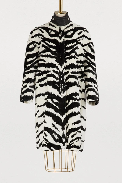 Shop Alexander Mcqueen Velvet Coat In 9063 - Ivory/black