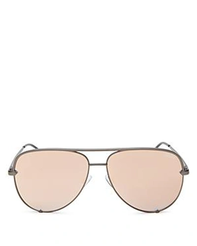 Shop Quay Women's High Key Mirrored Brow Bar Aviator Sunglasses, 56mm In Gunmetal/rose Mirror