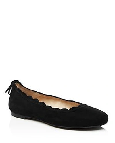 Shop Jack Rogers Women's Lucie Scalloped Suede Ballet Flats In Black