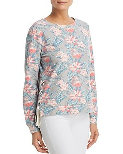 Shop Billy T Tropical Print Lace-up Sweatshirt In Gray