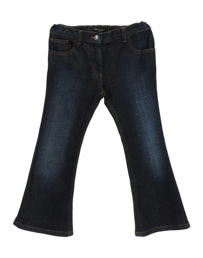 Shop Dolce & Gabbana Toddler Girl Jeans Blue Size 7 Cotton, Elastane, Leather, Zamak