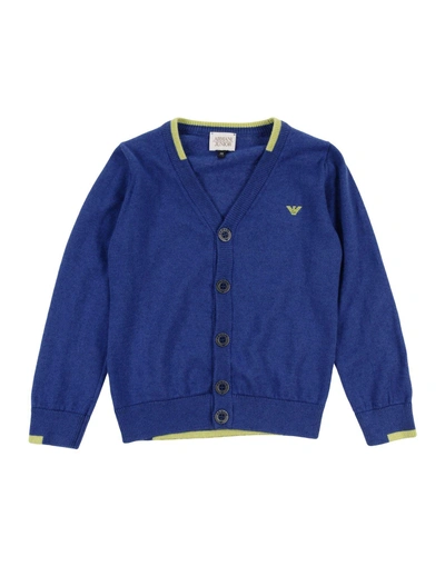 Shop Armani Junior Cardigans In Blue