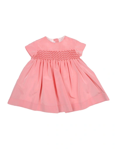 Shop Little Bear Dresses In Salmon Pink