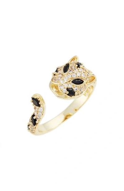 Shop Melinda Maria Baby Jaguar Ring In Gold And White Cz