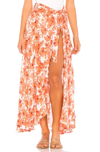 Shop Tiare Hawaii Azure Wrap Skirt In Orange