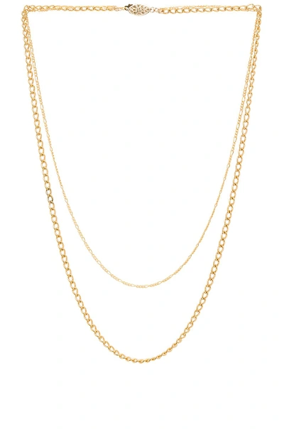 Shop Paradigm Brooklyn Double Chain Necklace In Metallic Gold.