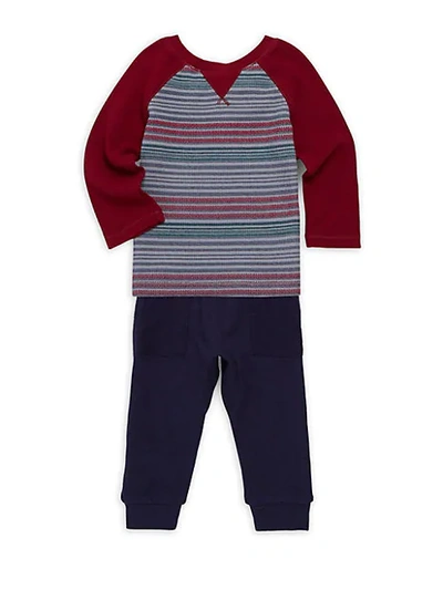 Shop Splendid Baby Boy's Two-piece Stripe Top & Jogger Pants Set In Burgundy