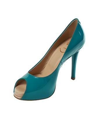 green peep toe pumps