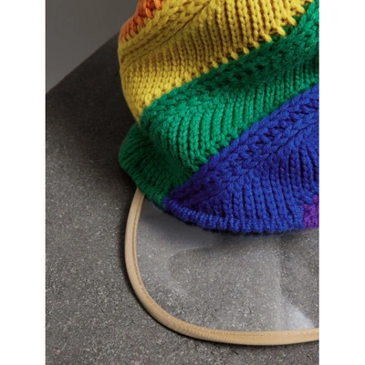 Shop Burberry Rainbow Wool Cashmere Peaked Beanie