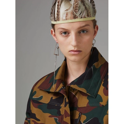 Shop Burberry Boyfriend Fit Camouflage Print Jacket In Ochre Green