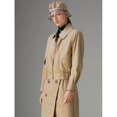 Shop Burberry Tropical Gabardine Reconstructed Harrington Trench Coat In Honey