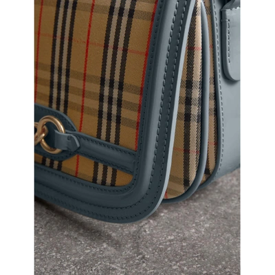 Shop Burberry The 1983 Check Link Bag With Patent Trim In Blue Sage