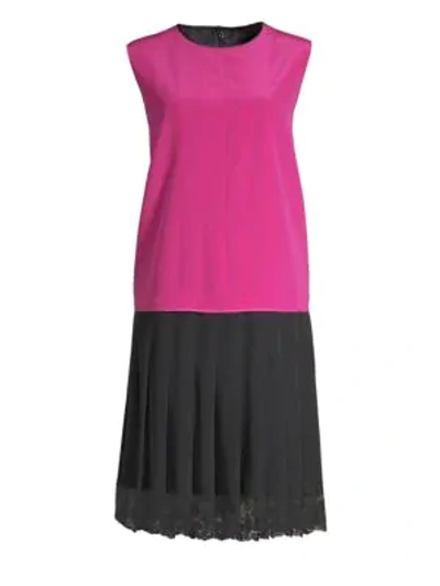 Shop Marc Jacobs Pleated Charleston Shift Dress In Magenta