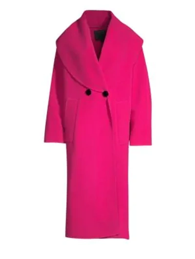 Shop Marc Jacobs Oversized Double-breasted Wool Blend Coat In Hot Pink