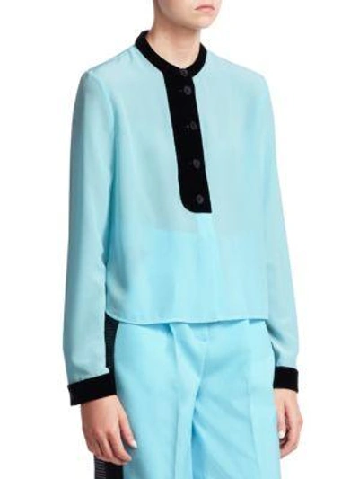 Shop Emporio Armani Silk Crepe Shirt In Iceberg