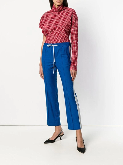 Miu Miu Striped Wool And Mohair-blend Track Pants In Blue