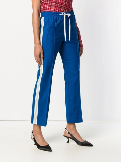 Miu Miu Striped Wool And Mohair-blend Track Pants In Blue