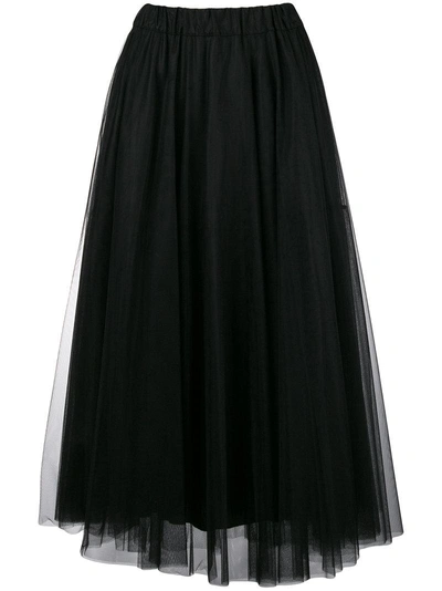 Shop P.a.r.o.s.h Tulle Long Skirt In Black