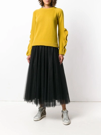 Shop P.a.r.o.s.h Tulle Long Skirt In Black