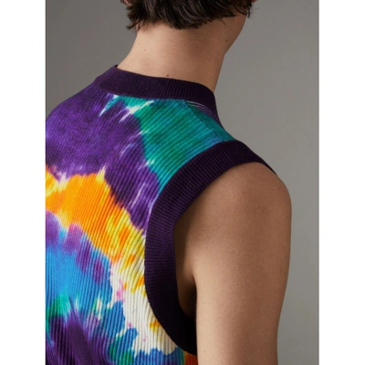 Shop Burberry Tie-dye Print Cashmere Vest In Multicolour