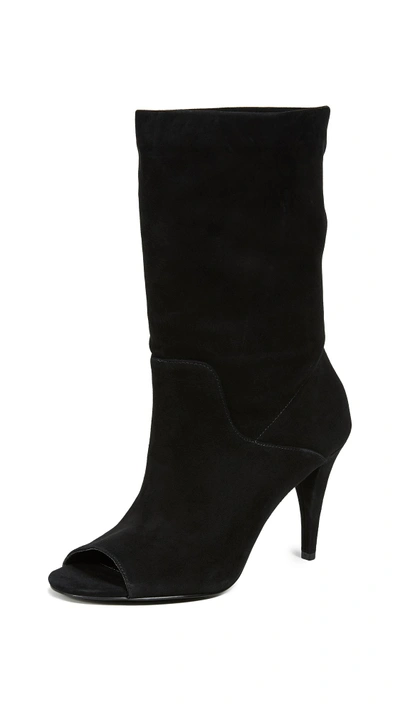Shop Michael Michael Kors Elaine Open Toe Boots In Black
