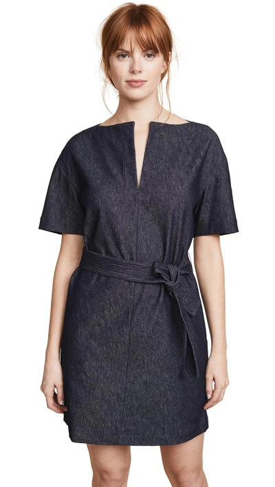 Shop Theory Belted Shift Dress In Navy