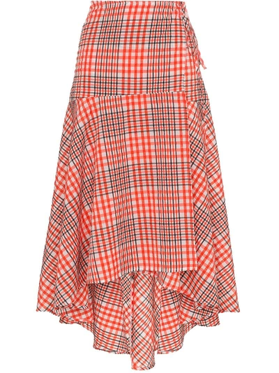 Shop Ganni Charron Wrap Skirt - Red