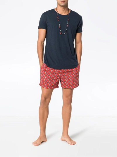 Shop Missoni Mare Print Swim Shorts - Red
