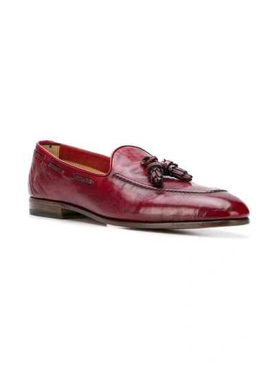 Shop Fabi Tassel Detail Loafers In Red