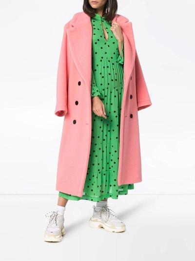 Shop Ganni Polka Dot Maxi Dress In 777classicgreen
