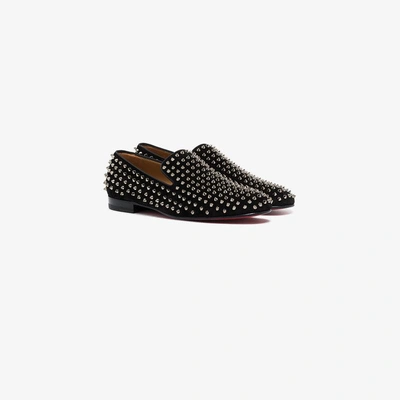 Shop Christian Louboutin Black Rollerboy Spike Leather Loafers
