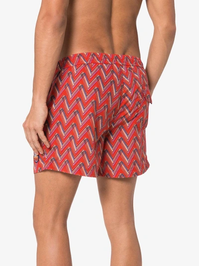 Shop Missoni Mare Print Swim Shorts In Red
